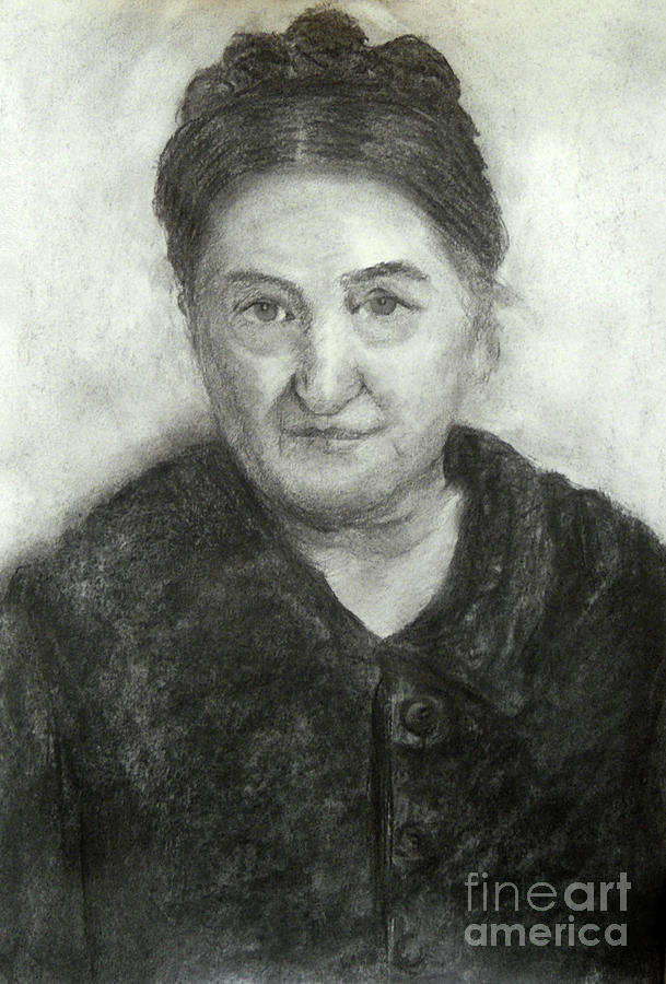 Portrait Drawing - Grandma by Jasna Dragun