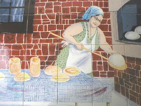 Ceramic Art Tile Painting - Grandmother Tile Mural by Dy Witt