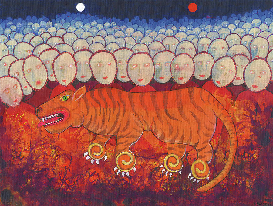 Tiger Painting - Grandmothers of the Tiger Clan by Nicholas Breeze Wood Tiger Painting - Grandmothers of the Tiger Clan by Nicholas Breeze Wood