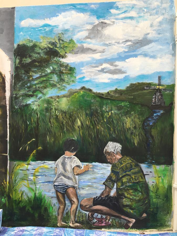 Grandpa and I - II  Painting by Belinda Low
