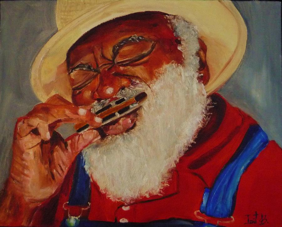 Music Painting - Grandpa Elliot Playing For Change by Irit Bourla