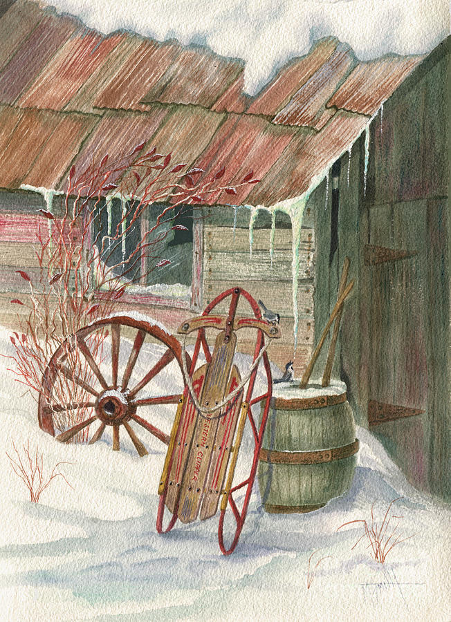 Grandpas Clipper Sled Painting by Marilyn Smith