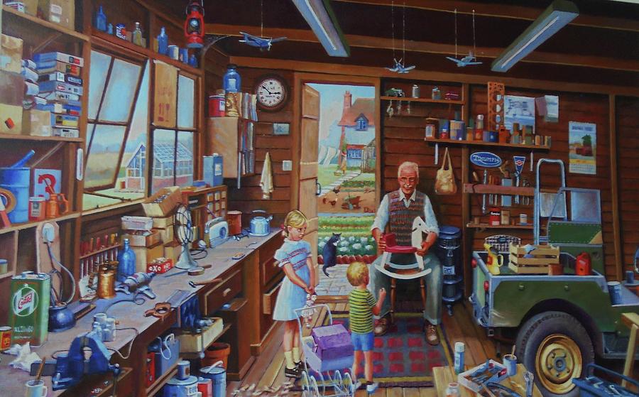 Grandpas workshop. Painting by Mike Jeffries