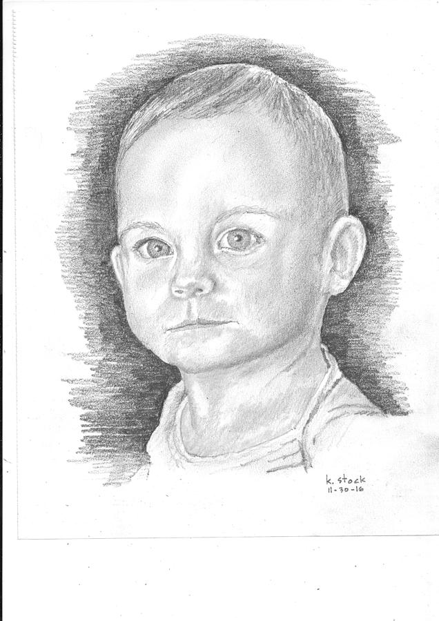 Grandson 17 months Drawing by Kenneth Stock Grandson 17 months Drawing by Kenneth Stock