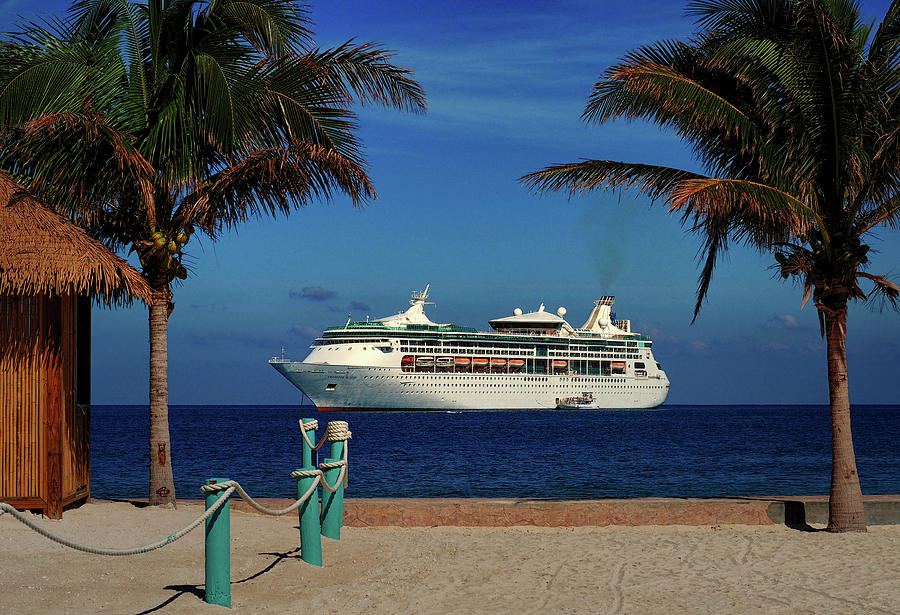 Granduer of the Seas Anchored At Coco Cay Photograph by Bill Swartwout