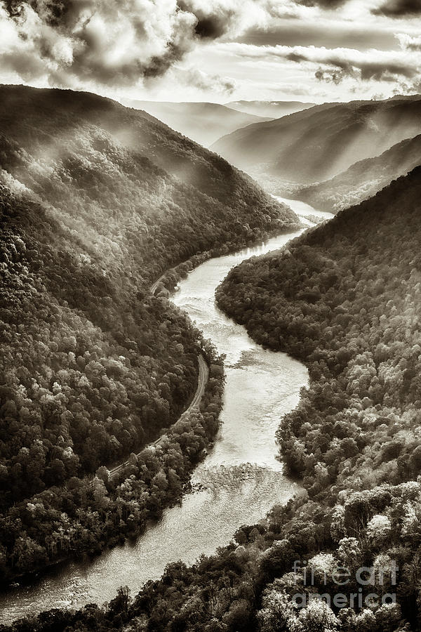 Grandview New River Black and White Photograph by Thomas R Fletcher