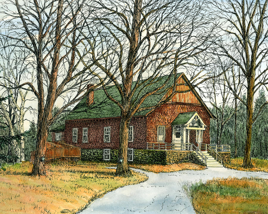 Landscape Painting - Grange Hall No.44, Londonderry, NH by Elaine Farmer
