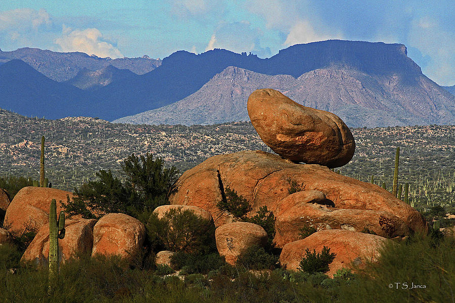Granite And Saguaro  Digital Art by Tom Janca
