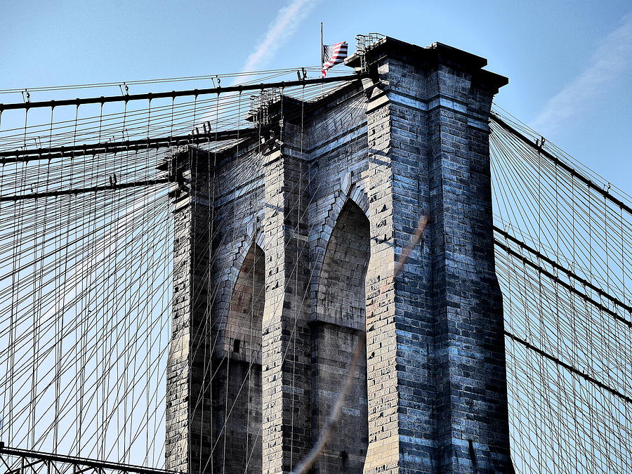 Granite Brooklyn Bridge Tower Photograph by Jack Riordan