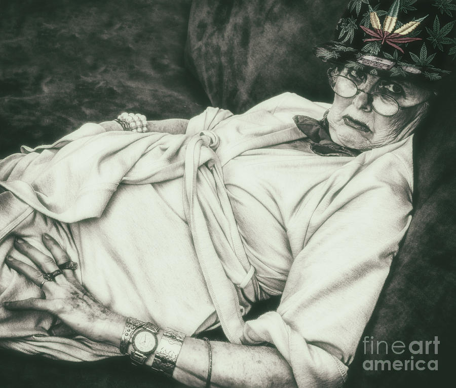 Portraits Photograph - Granny on Cannabis by Steven Digman Portraits Photograph - Granny on Cannabis by Steven Digman