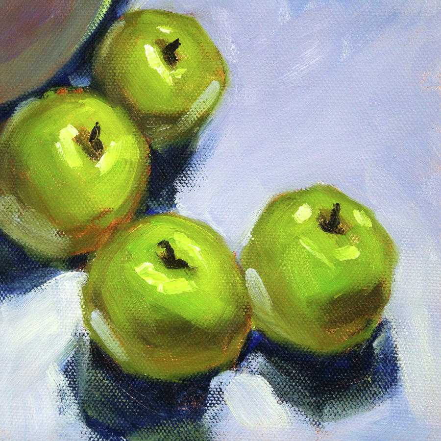 Granny Smith Apples Painting by Nancy Merkle