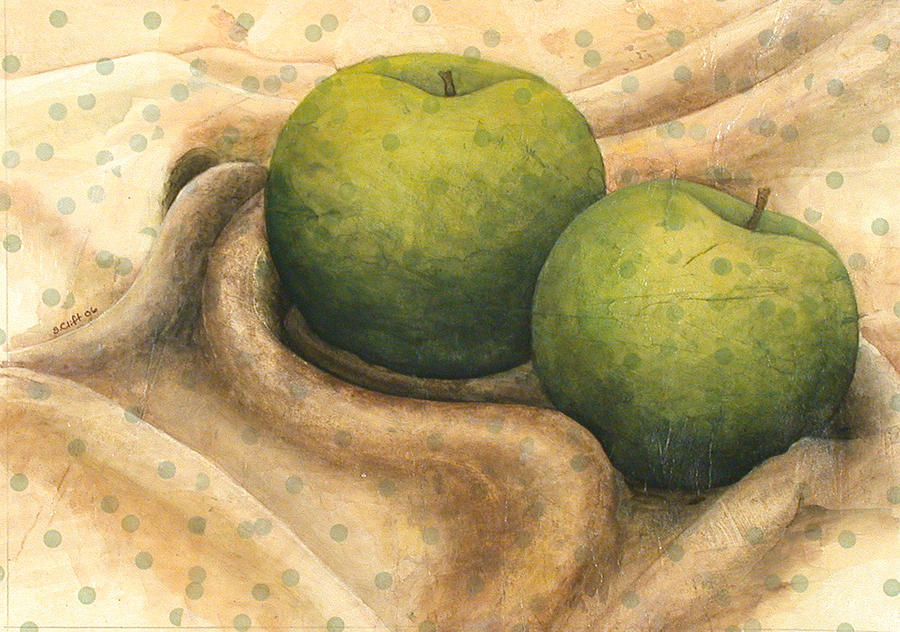Granny Smith Apples Painting by Sandy Clift