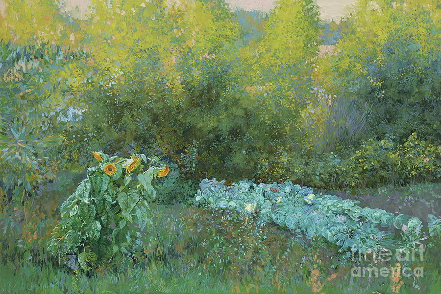 Impressionism Painting - Grannys backyard by Simon Kozhin