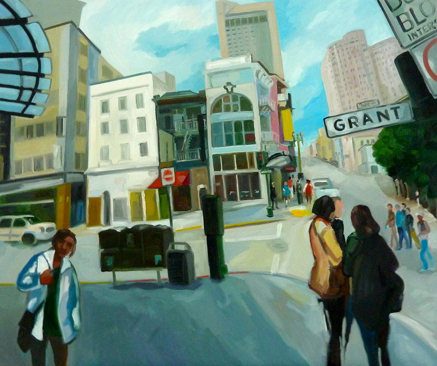 San Francisco Painting - Grant Str. in San Francisco by Carmen Stanescu Kutzelnig