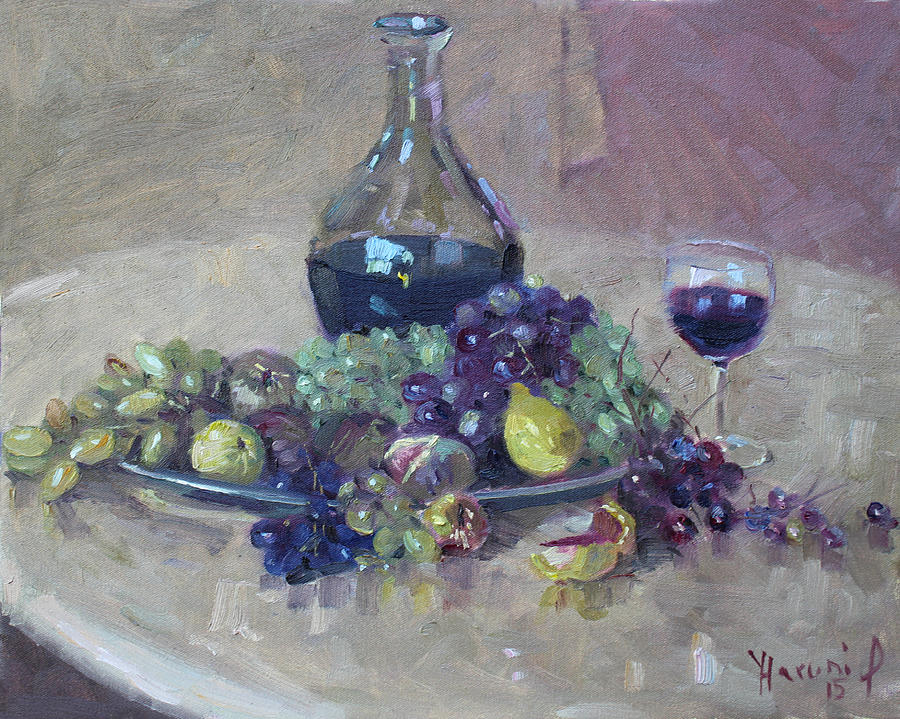 Wine Painting - Grape and Wine by Ylli Haruni