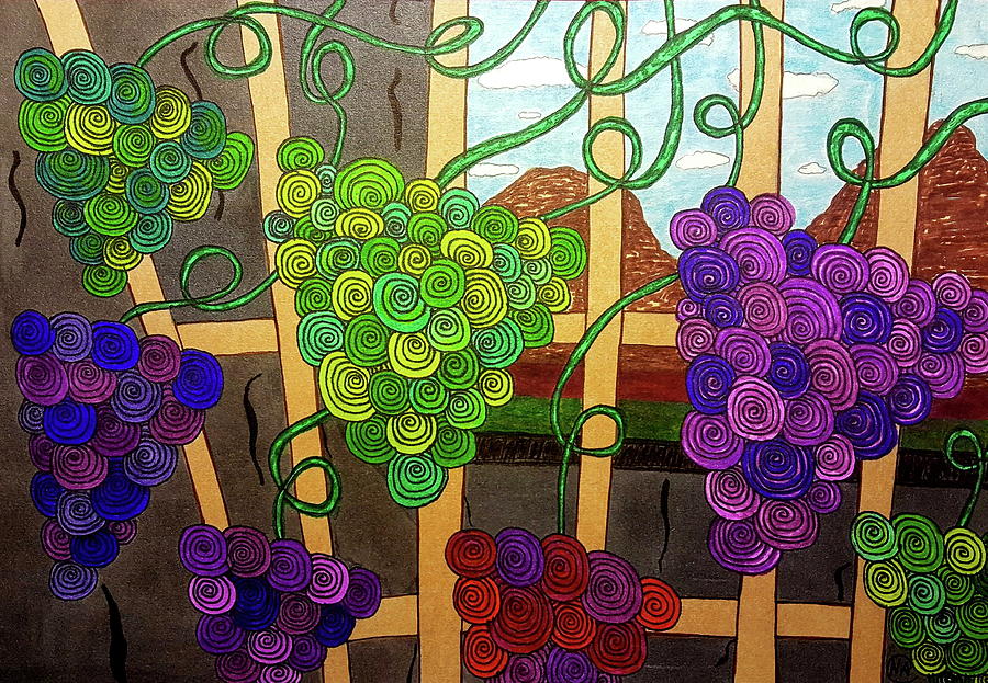 Grape Vines Drawing by Neal Alicakos - Fine Art America