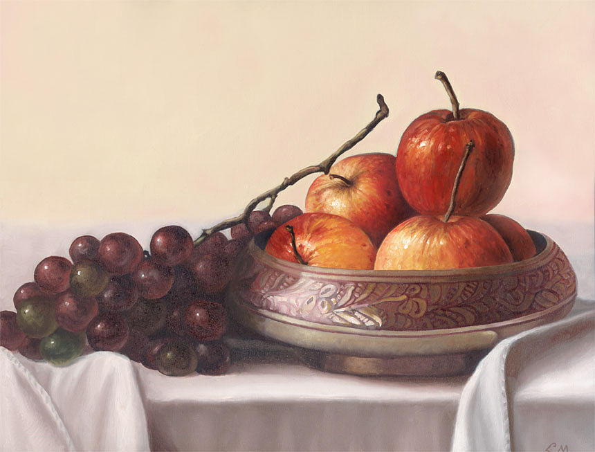 Grapes and apples Painting by Carlos Monteiro - Fine Art America