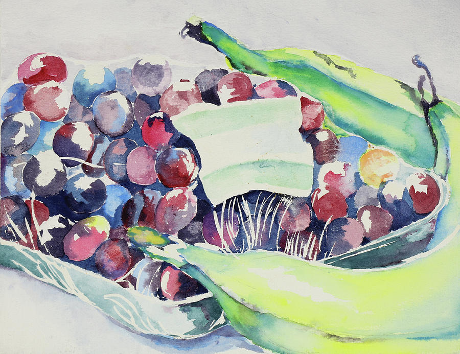 Grapes and Banana  Painting by Carol Montoya