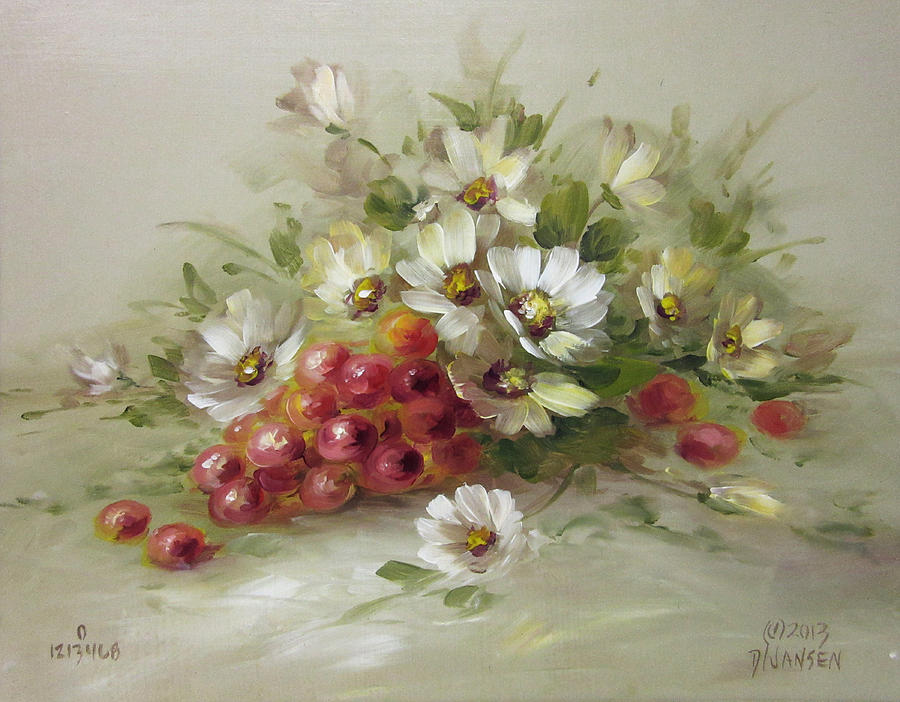 Rose Painting - Grapes and Daisies by David Jansen