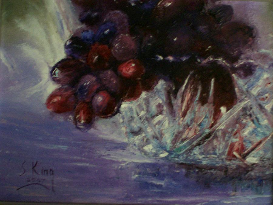 Grapes and Glass Painting by Stephen King
