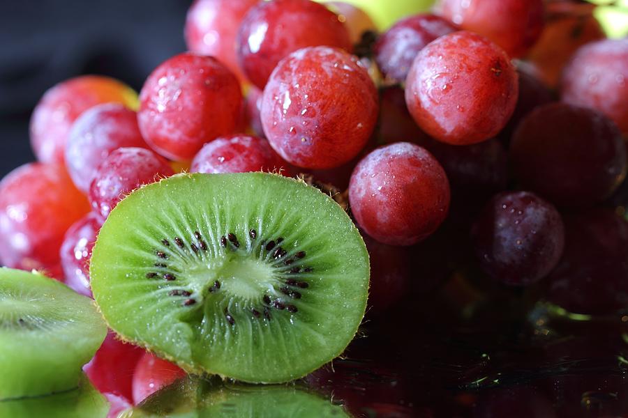 Grapes and Kiwi Photograph by Angela Murdock