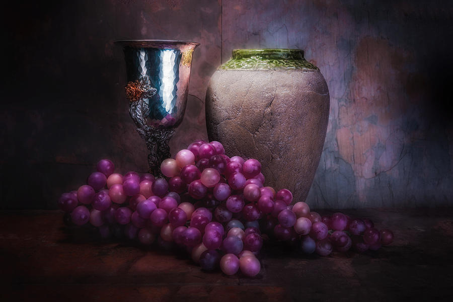 Grape Photograph - Grapes and Silver Goblet by Tom Mc Nemar
