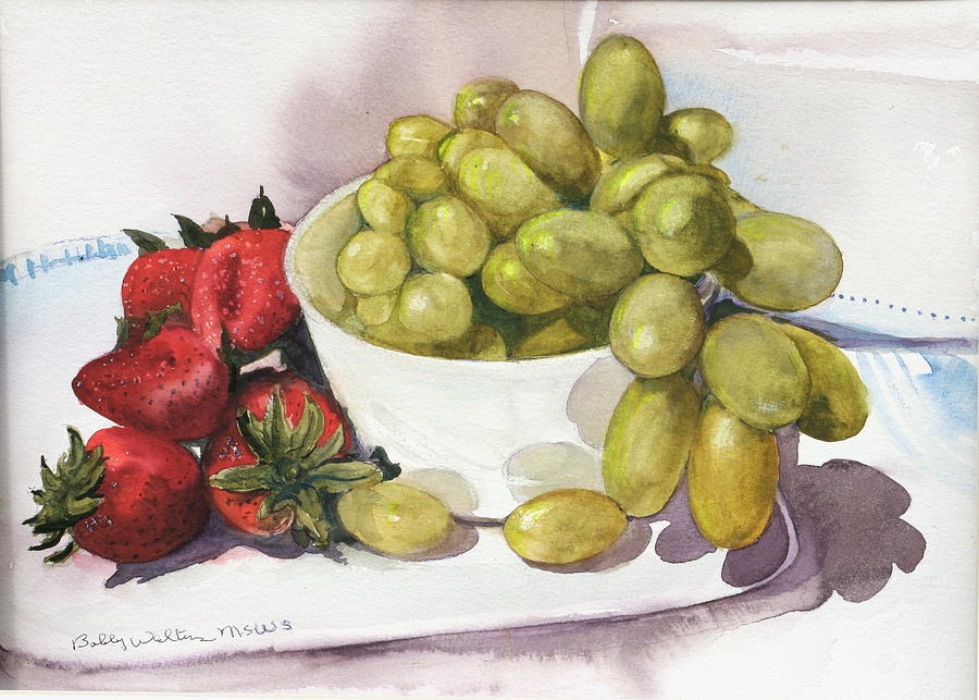 Grapes and Strawberries Painting by Bobby Walters