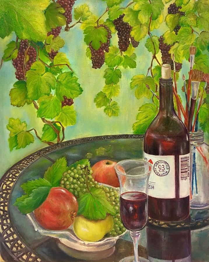 Under The Shadow Of The Grapes Painting by Ella Boughton