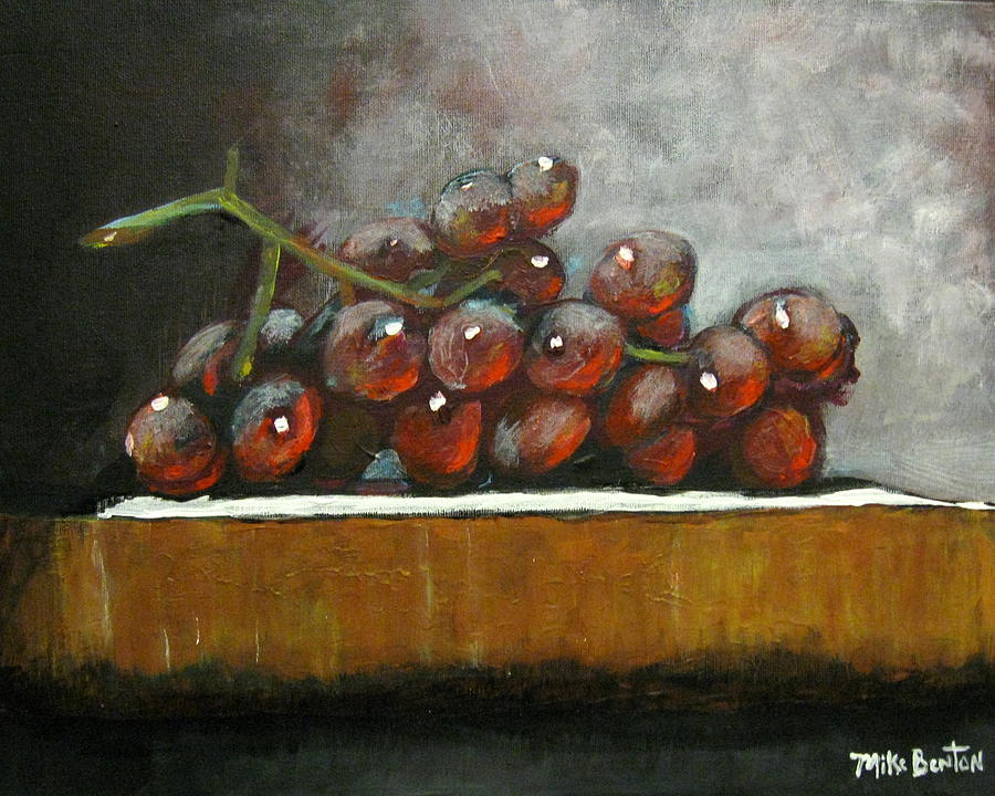Grapes on a Block Painting by Mike Benton