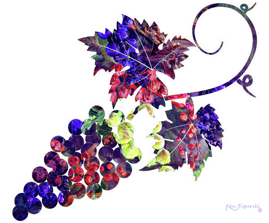 Grape Mixed Media - Grapes On The Vine  by Ken Figurski