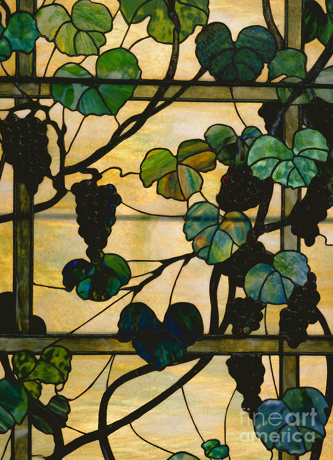 Grapevine Panel Glass Art by Louis Comfort Tiffany