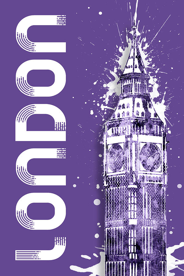 London Digital Art - Graphic Art LONDON Big Ben - ultraviolet by Melanie Viola