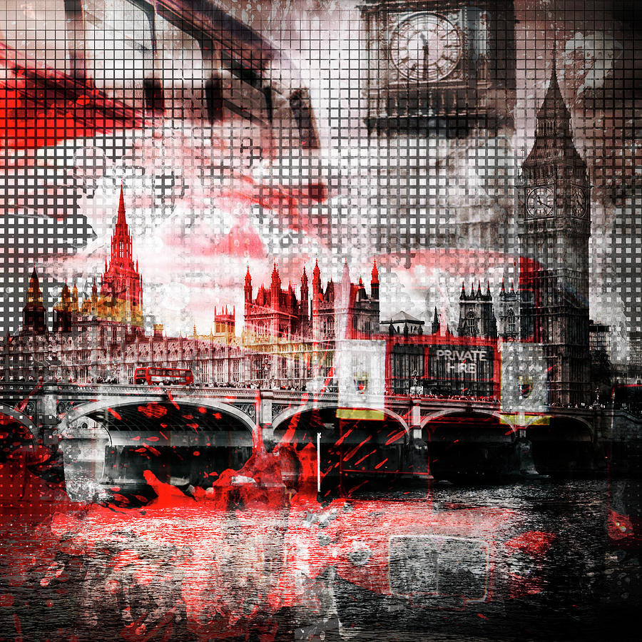 London Photograph - Graphic Art LONDON Red Bus Composing by Melanie Viola