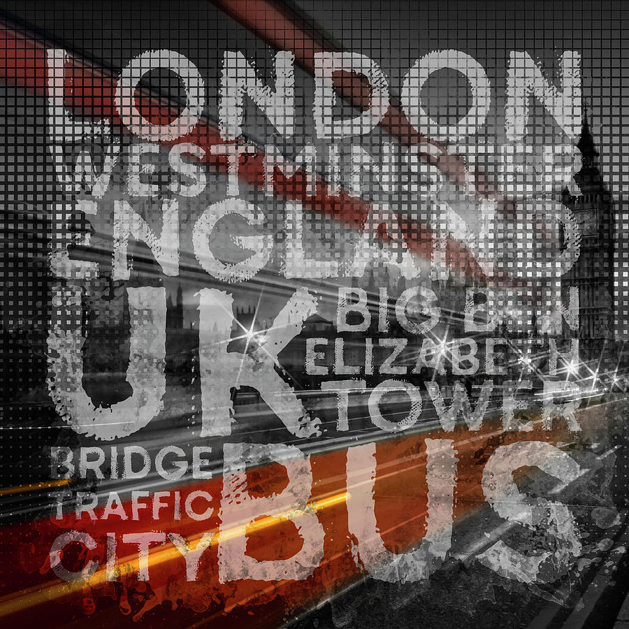 Abstract Photograph - Graphic Art LONDON Red Bus by Melanie Viola