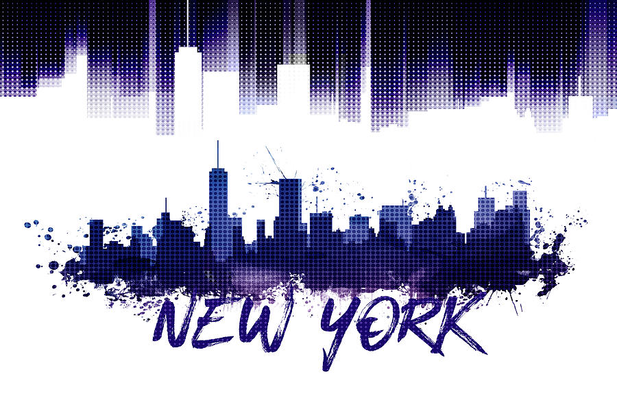 Graphic Art NYC Skyline purple Digital Art by Melanie Viola
