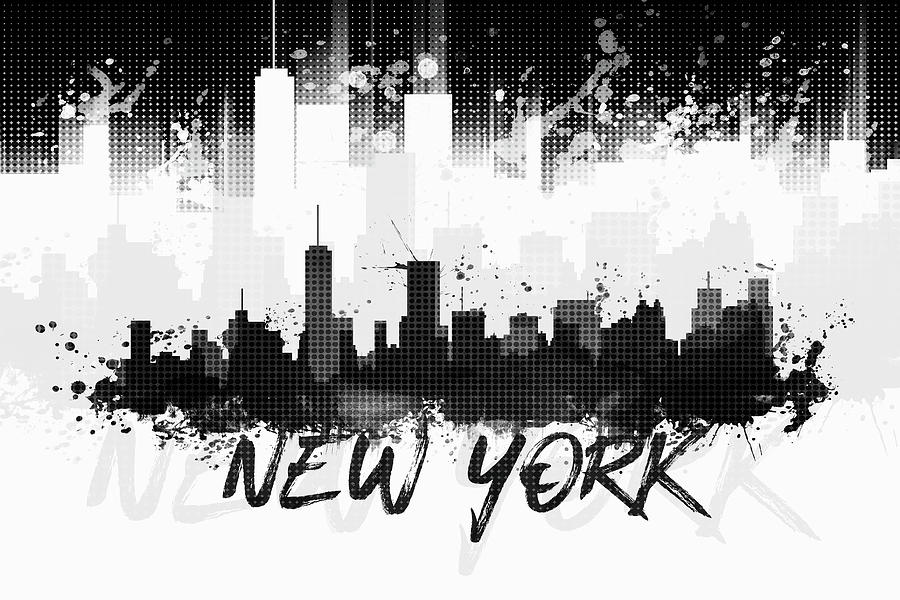 Graphic Art NYC Skyline Splashes II - black Digital Art by Melanie Viola