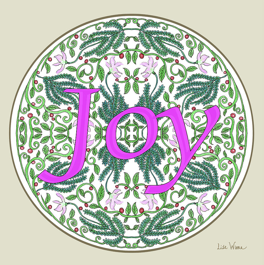 Graphic Designs button Joy Digital Art by Lise Winne