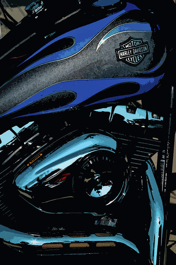 Graphic HD Motorcycle Blue Flame 4423 G_2 Photograph by Steven Ward