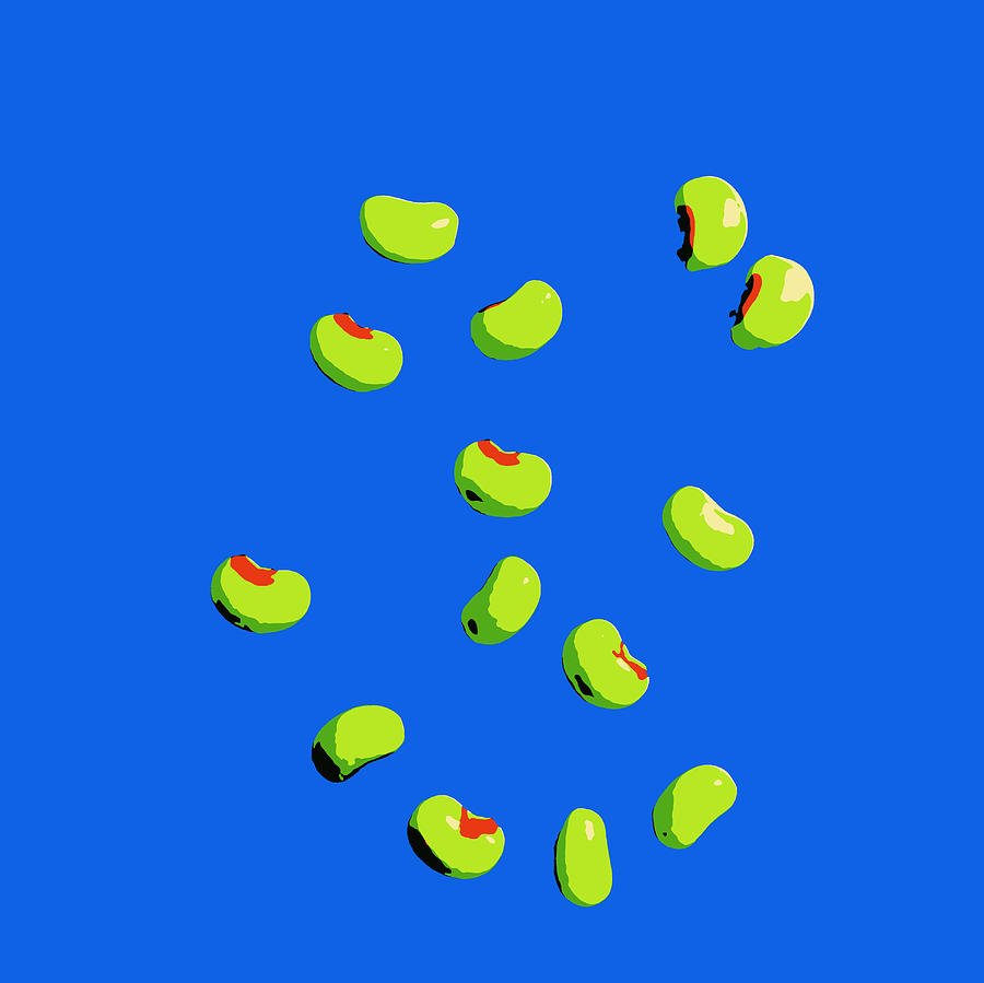 Graphic Pop Art Beans On Blue Photograph