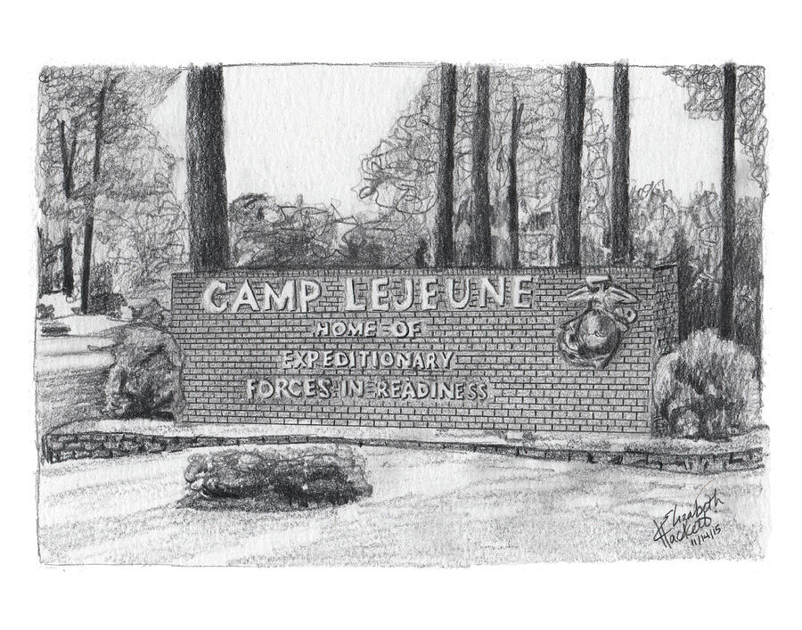 Graphite Camp Lejeune Welcome Painting by Betsy Hackett