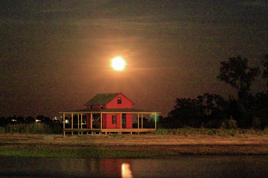 Grass Island and a Full Moon Photograph by Catie Canetti