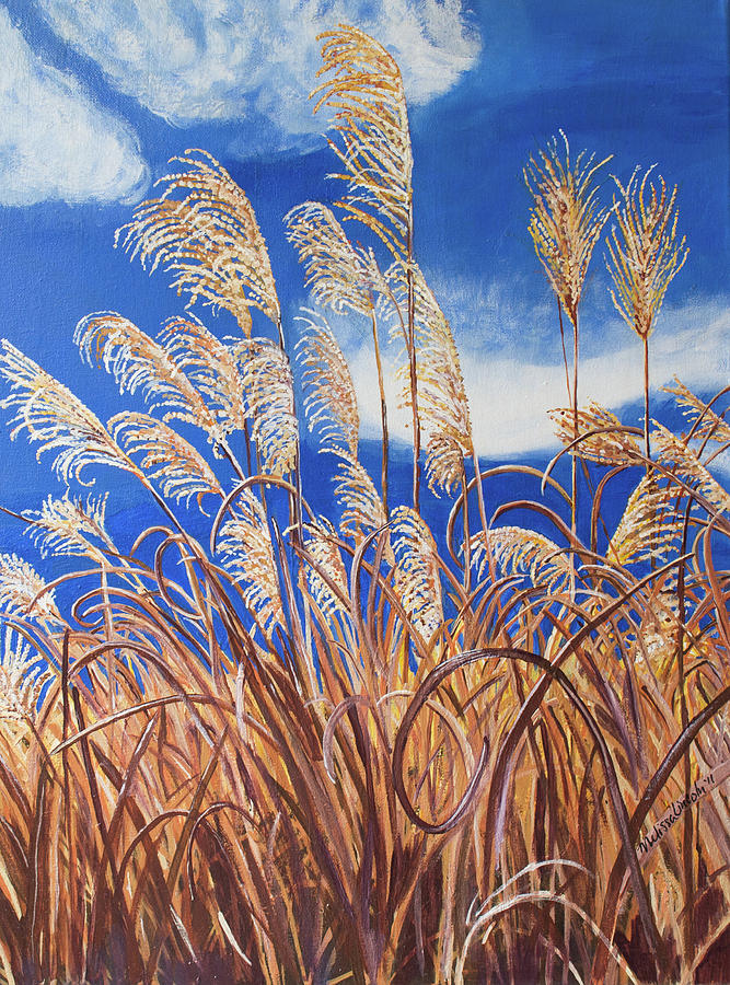 Grass on a Windy Day Painting by MKD Lincoln