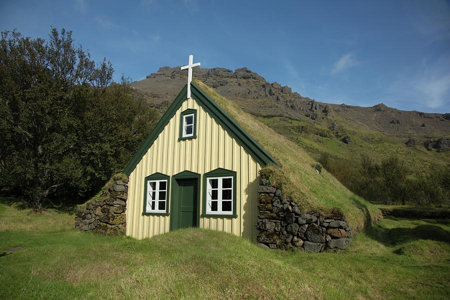 Grass roof church in Iceland Photograph by Jack Nevitt