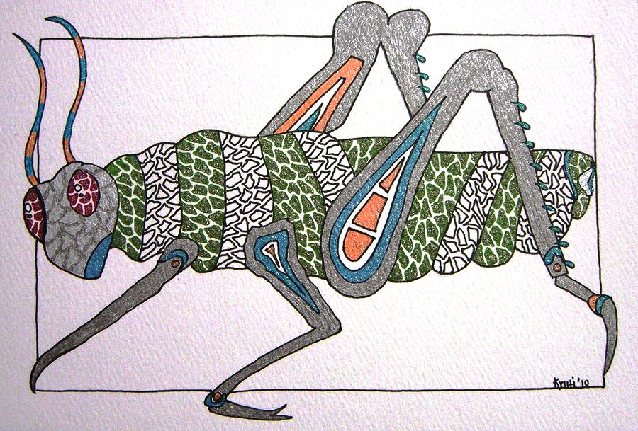 Grasshopper Painting - Grasshopper I by Kruti Shah