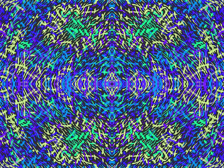 Grassworld 2 Yellow Blue Digital Art by Julia Woodman