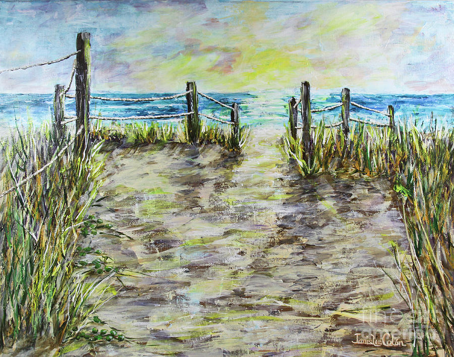 Grassy Beach Post Morning 2 Painting by Janis Lee Colon