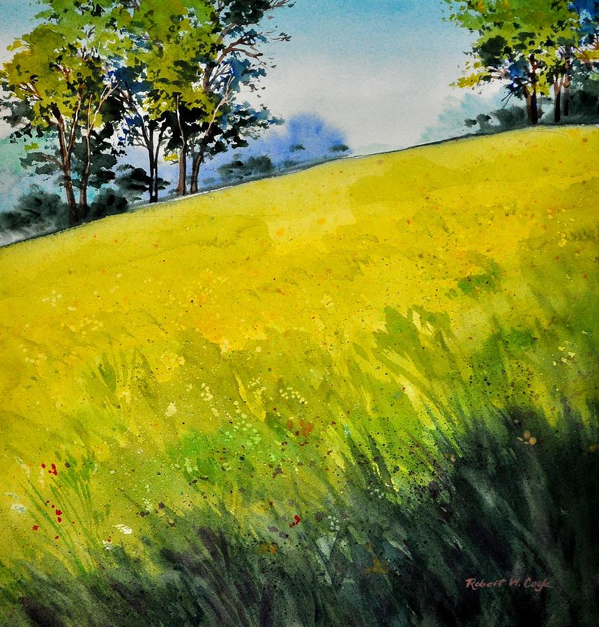 Grassy Hill Side Painting by Robert W Cook 