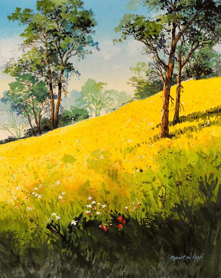 Grassy Hillside II Painting by Robert W Cook 