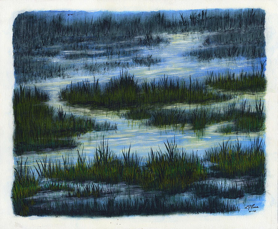 Grassy Marsh Painting by Lawrence Fina