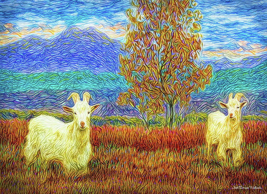 Grassy Meadow Goats Digital Art by Joel Bruce Wallach